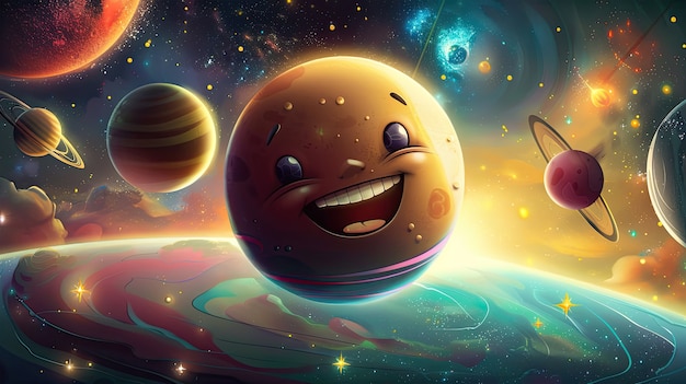 Free photo view of animated cartoon planets