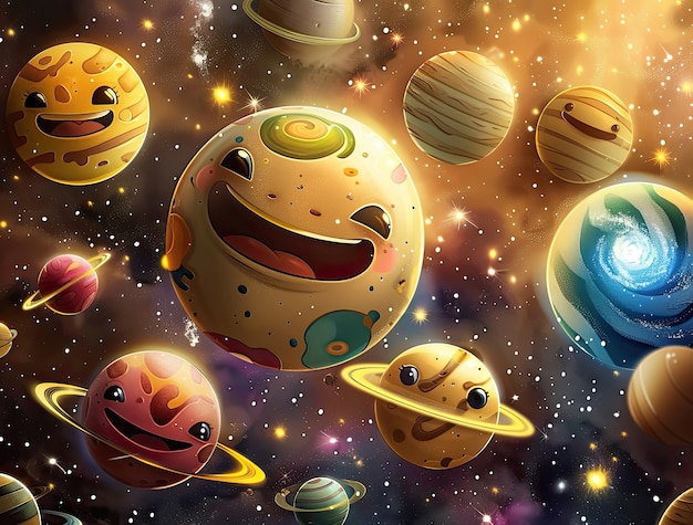 Free photo view of animated cartoon planets