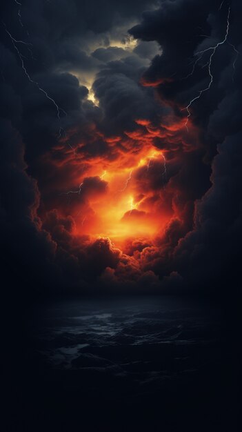 View of apocalyptic dark stormy clouds