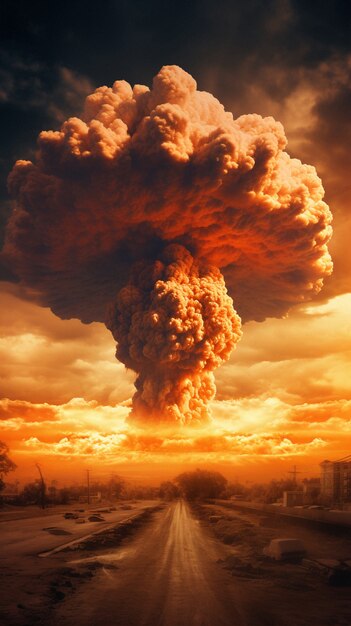 View of apocalyptic nuclear bomb explosion mushroom