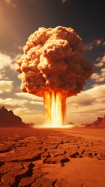 View of apocalyptic nuclear bomb explosion mushroom