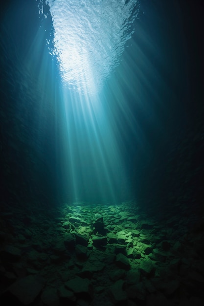 View of archeological underwater building ruins