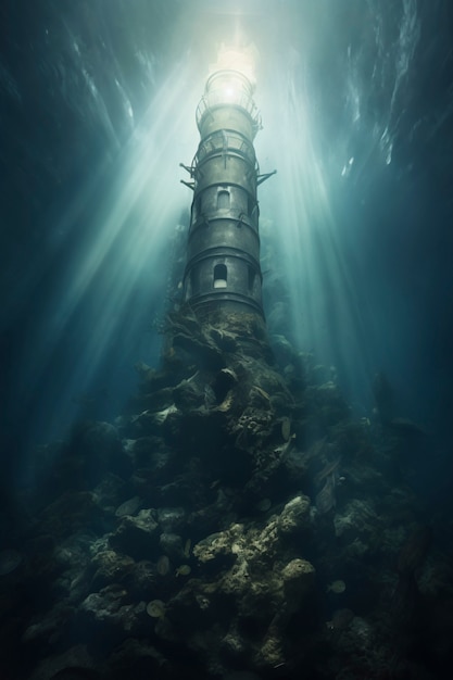 Free photo view of archeological underwater building ruins