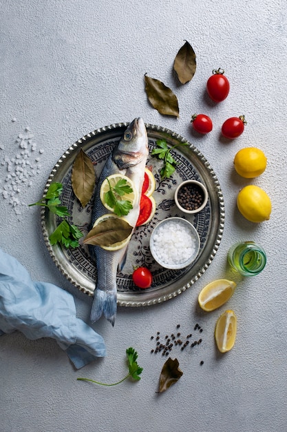 Free Photo view of assortment of seafood with other garnish ingredients