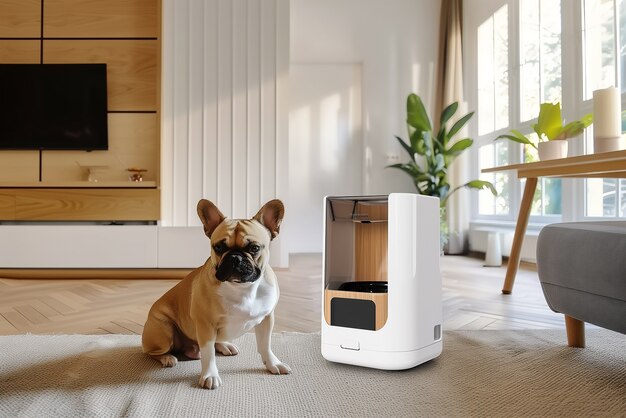 View of automated smart feeder for household pets