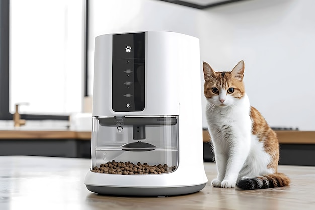 View of automatic smart feeder for household pets