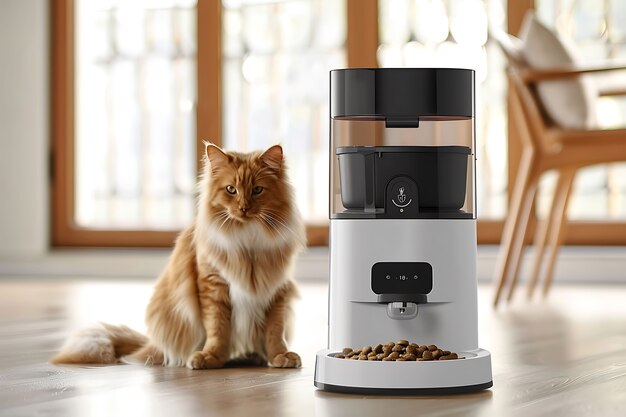 View of automatic smart feeder for household pets