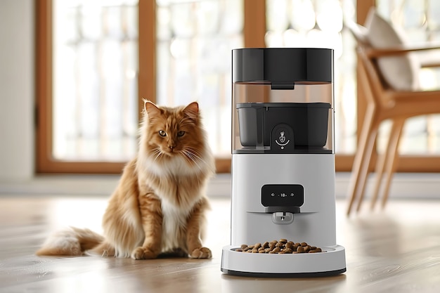 View of automatic smart feeder for household pets