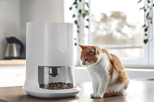 View of automatic smart feeder for household pets