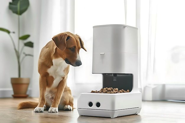 View of automatic smart feeder for household pets