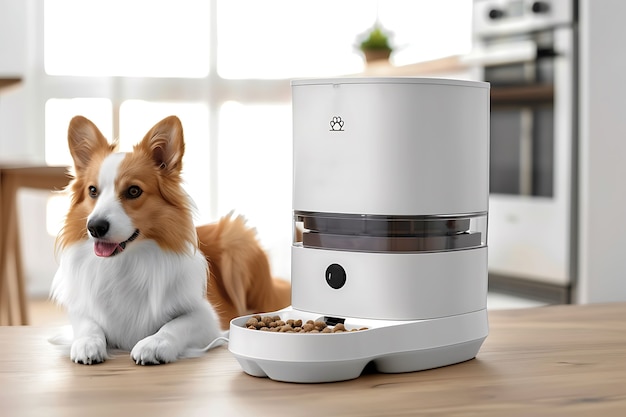 View of automatic smart feeder for household pets