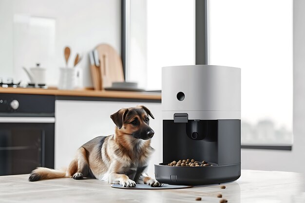 View of automatic smart feeder for household pets