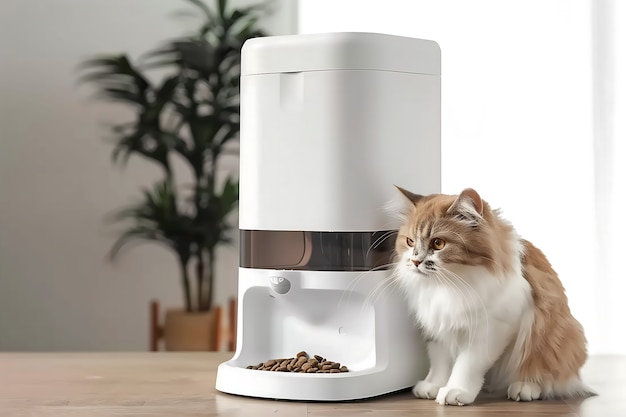 View of automatic smart feeder for household pets