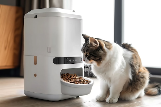 View of automatic smart feeder for household pets