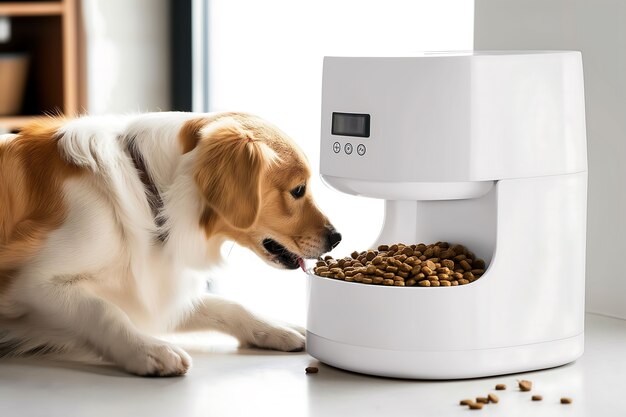 View of automatic smart feeder for household pets