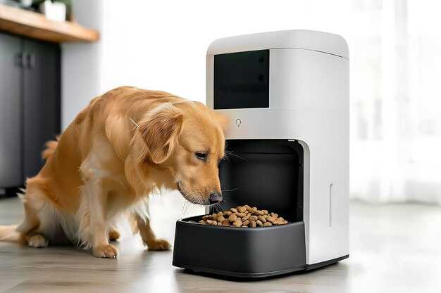 View of automatic smart feeder for household pets