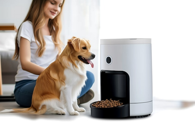 View of automatic smart feeder for household pets