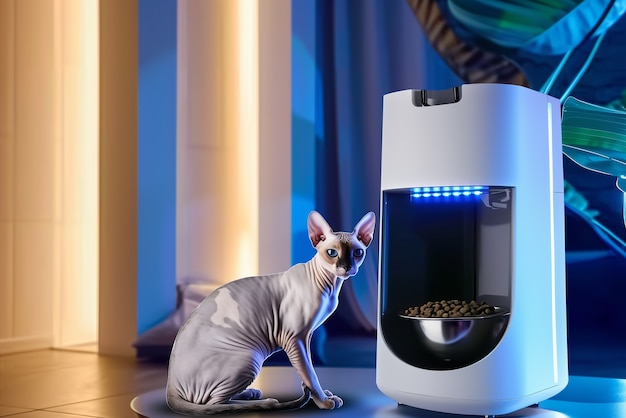 Free photo view of automatic smart feeder for household pets