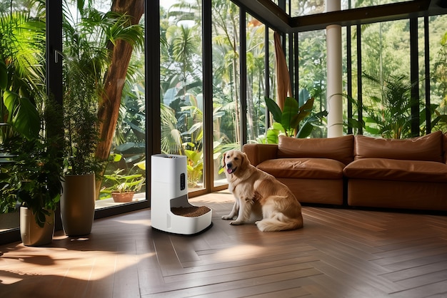 Free Photo view of automatic smart feeder for household pets