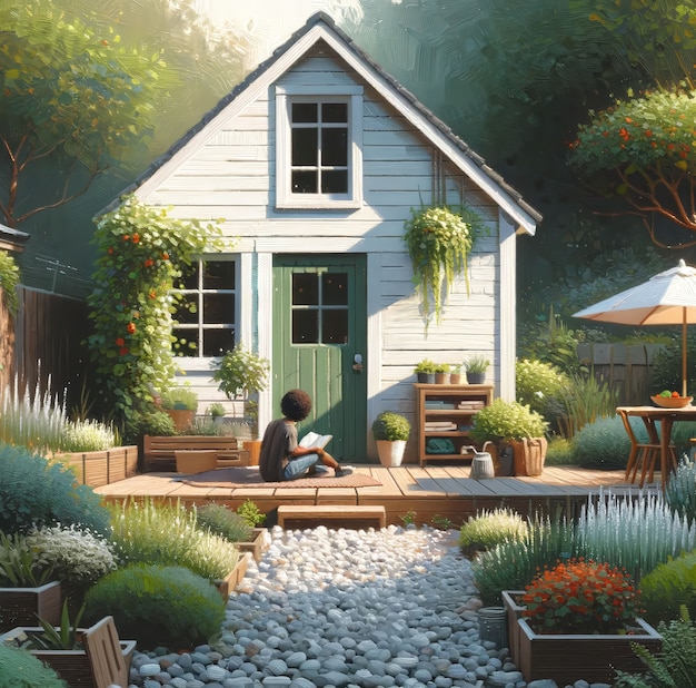 Free photo view of backyard garden in digital art style