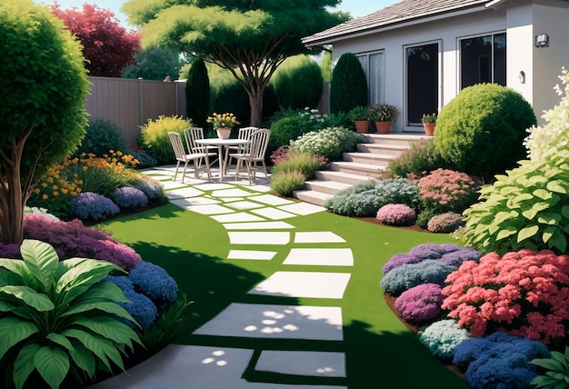 Free photo view of backyard garden in digital art style