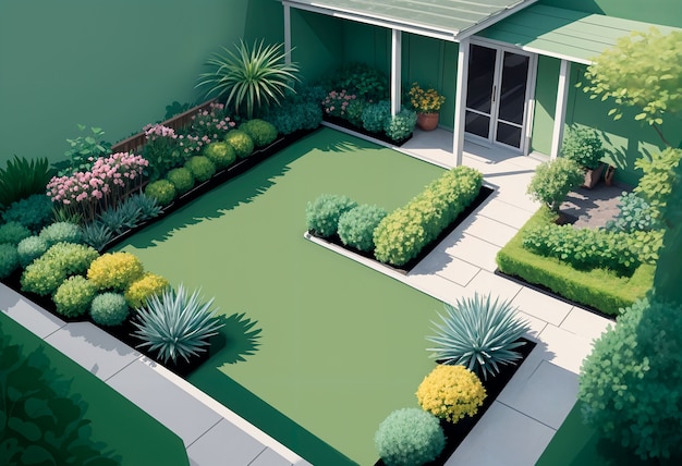 Free photo view of backyard garden in digital art style