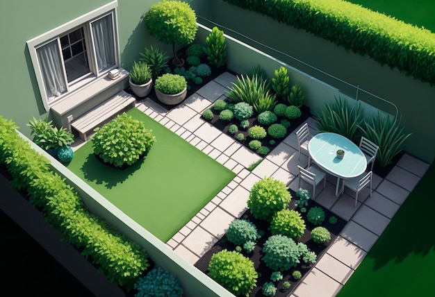 Free Photo view of backyard garden in digital art style