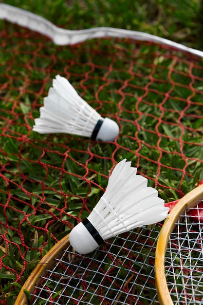 Free Photo above view badminton rackets still life