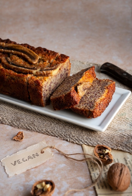 Free Photo view of baked cake done by vegan bakery