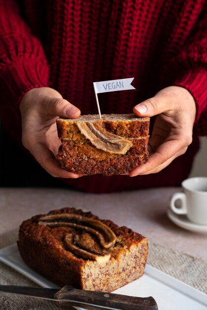 Free Photo view of baked cake done by vegan bakery