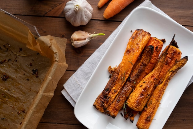 Free Photo view of baked carrots