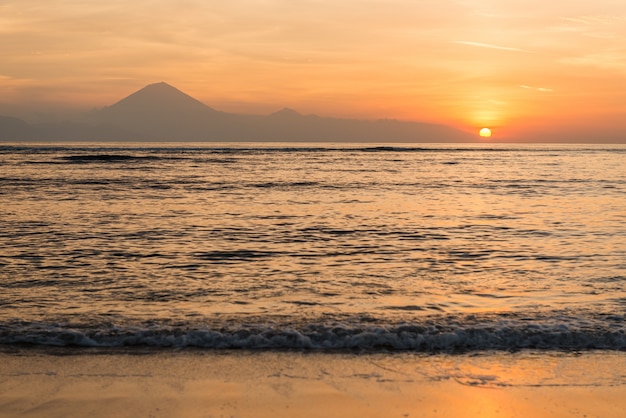 View at Bali island at sunset