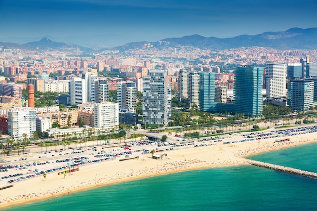 View of Barcelona from  the helicopter 