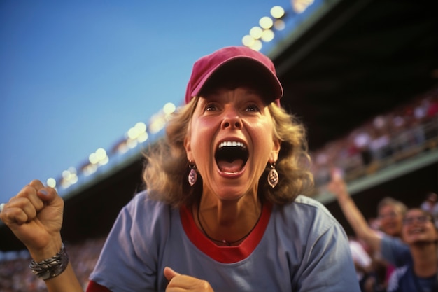 Free photo view of baseball fan enjoying a game