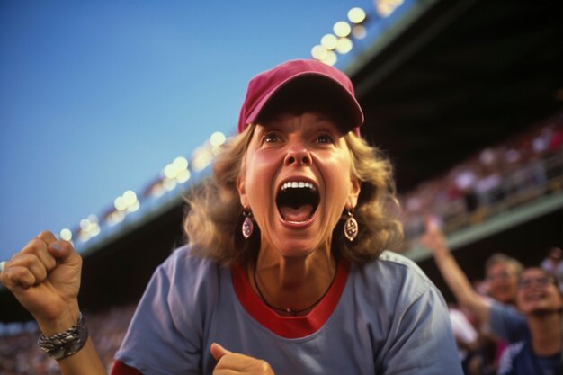 View of baseball fan enjoying a game