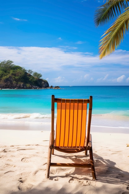 View of beach chair in summer