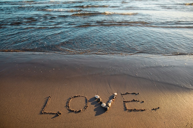 View of beach sand in summertime with message written in it