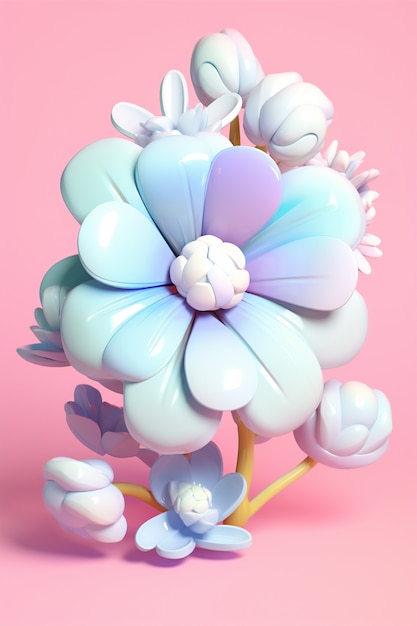 Free photo view of beautiful 3d bouquet of flower