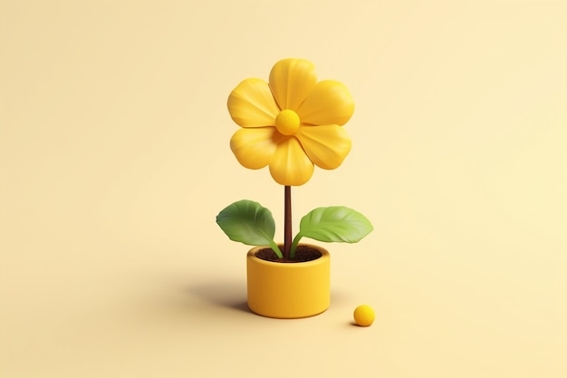 Free Photo view of beautiful 3d flower in pot