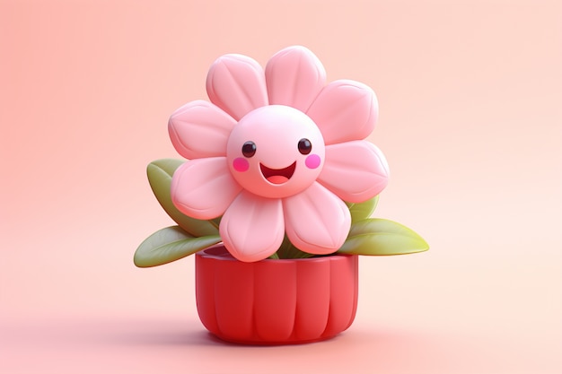 Free Photo view of beautiful 3d flower in pot