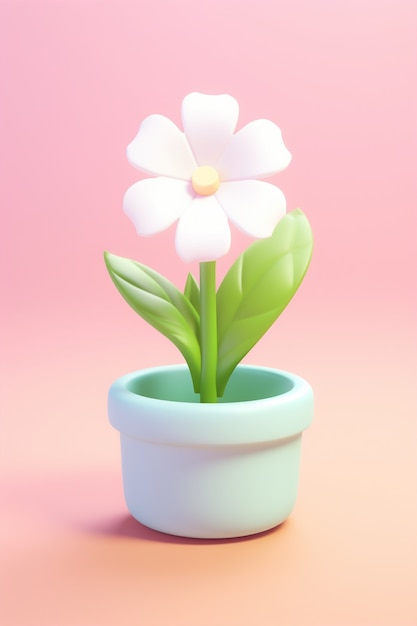 Free Photo view of beautiful 3d flower in pot