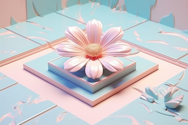 View of beautiful 3d flower on raised square bed