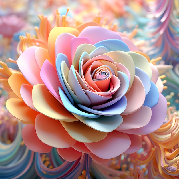 Free photo view of beautiful 3d flower