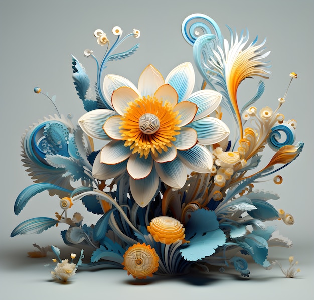 Free Photo view of beautiful abstract 3d flower arrangement