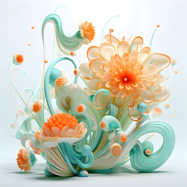 Free Photo view of beautiful abstract 3d flower arrangement