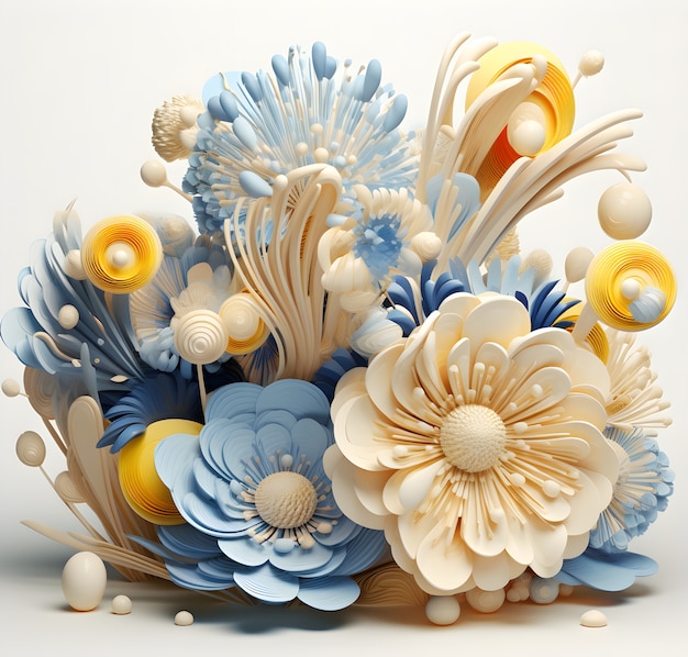 View of beautiful abstract 3d flower arrangement