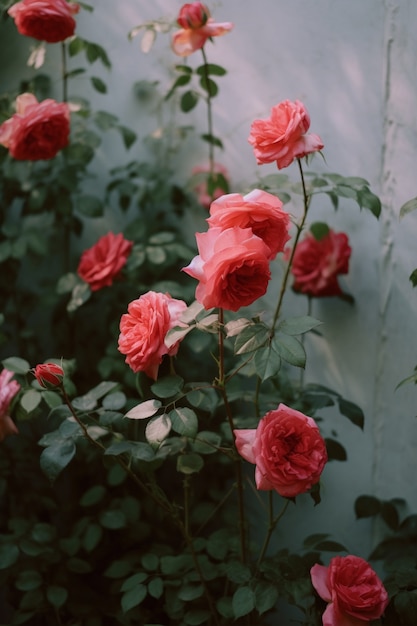 Free photo view of beautiful blooming rose flowers