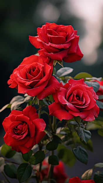 View of beautiful blooming roses