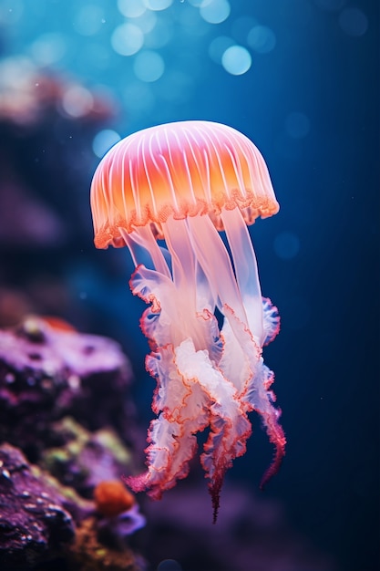 View of beautiful jellyfish swimming in water