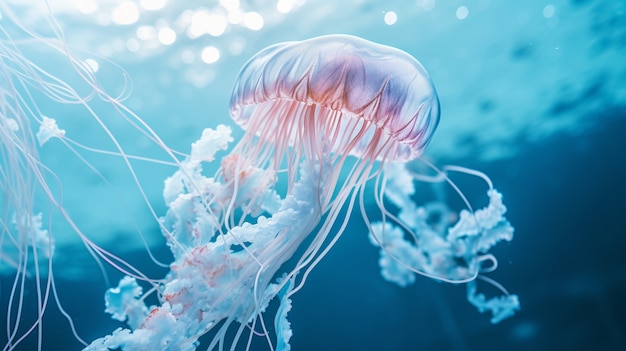 Free photo view of beautiful jellyfish swimming in water